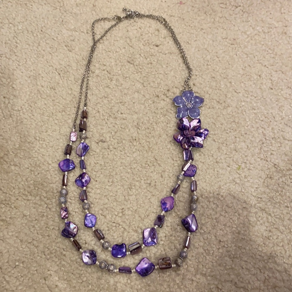 Long beaded statement necklace